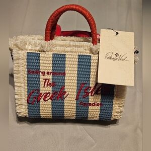 Patricia Nash Blue and Cream Striped Tote